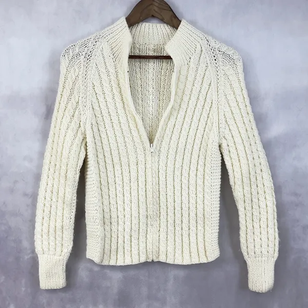 Chunky Cable Knit Sweater Womens S/M‎ Fisherman Handmade Heritage Alpine READ - Image 4