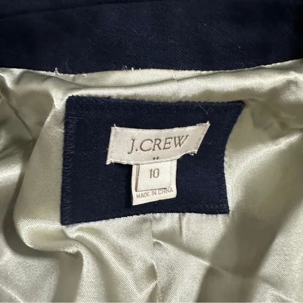 J. Crew Factory Wool Blend Navy Blue‎ Long Sleeve Button Blazer Size 10 - Image 6