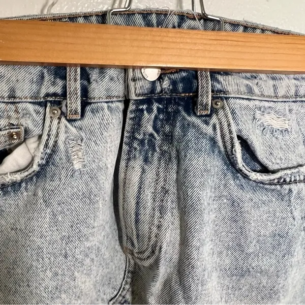 Zara Trafaluc Women's Sz Small Cut Off Denim Mini Skirt Light Acid Wash Distress - Image 5