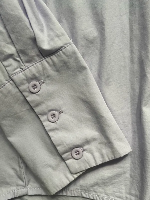 White Fox Lavender Oversized Black Long Sleeve Cotton Button Down Preppy S/M - Image 3