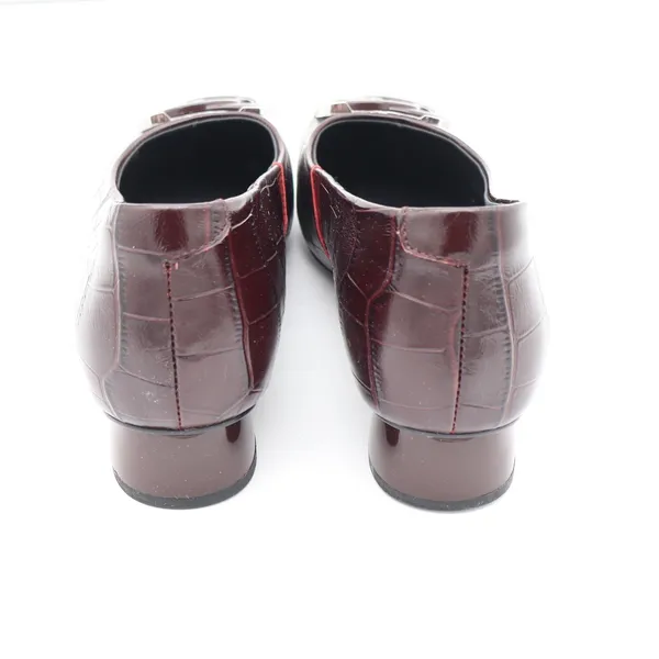 Vero Cuoio Burgundy Croc Embossed Leather Square Toe Buckle Low Block Heel 8 - Image 4