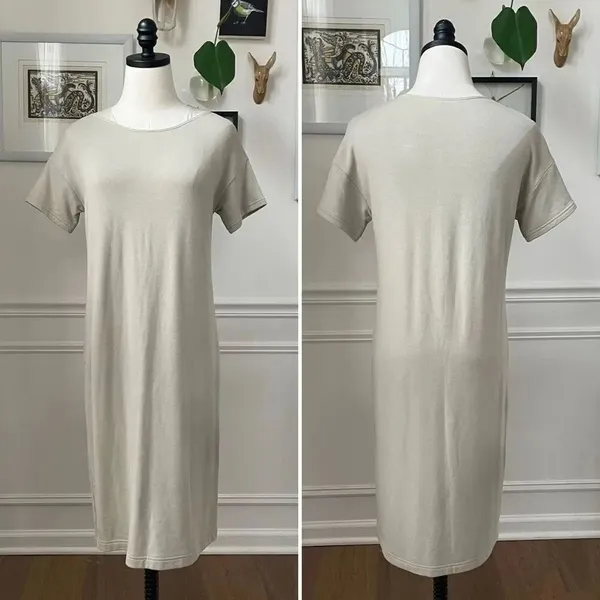 Lafayette 148 New York Taupe Stretchy Shift Dress P S - Image 2
