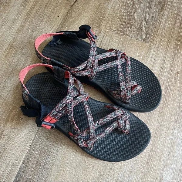 Chaco Strappy Sandals Navy Peach - Image 6