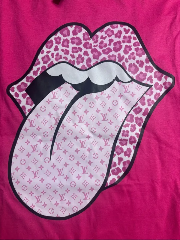 Gildan Hot Pink Graphic Tee with Leopard Tongue Design - Image 5