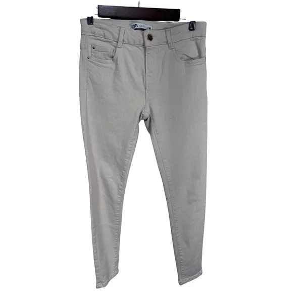 Zara Skinny Jeans Women's High‎ Rise Stretch Denim Cream Size 4 - Image 6