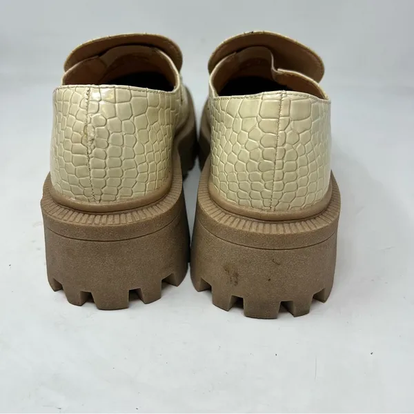 Urban Outfitters Boca Croc Lug Platform Loafers Cream Womens 9 Gold Bit Y2K - Image 4