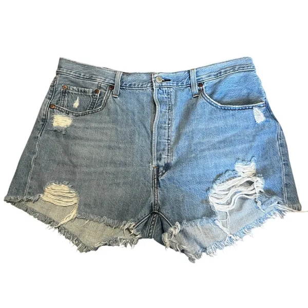 Levi’s 501 cutoffs vintage wash distressed micro shorts 90s model off duty 34W - Image 2