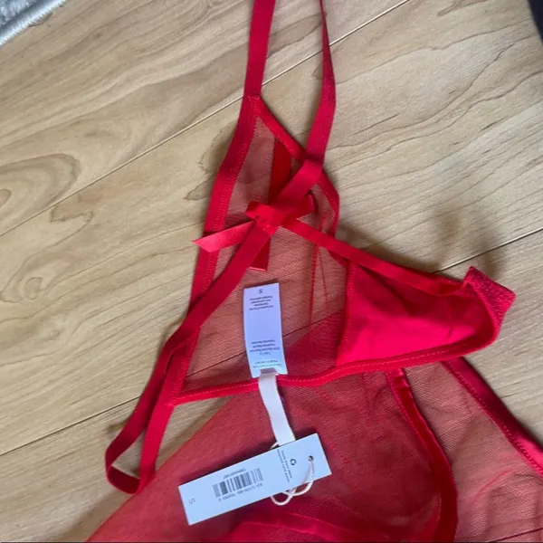 Adore Me Red Mesh Chemise with Satin Bow - Image 6