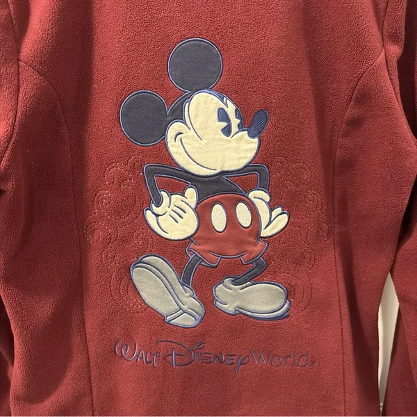 Disney Parks Mickey Mouse Full Zip Fleece Jacket Women’s Size M Disney World Red - Image 2