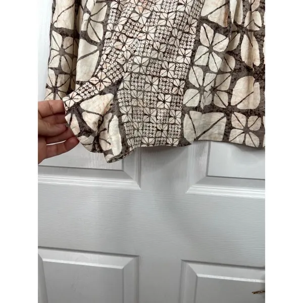 Karlie Shorts Womens Size Large Brown Beige High Waisted Pleated Batik Boho - Image 5