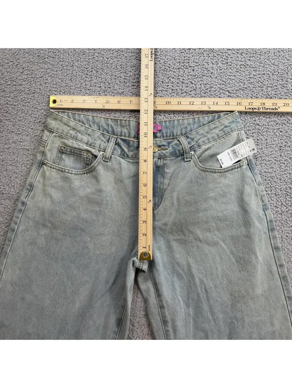 Edikted Bow Pocket Relaxed Jeans Womens M 32 Light Wash Wide Leg Coquette Denim - Image 4