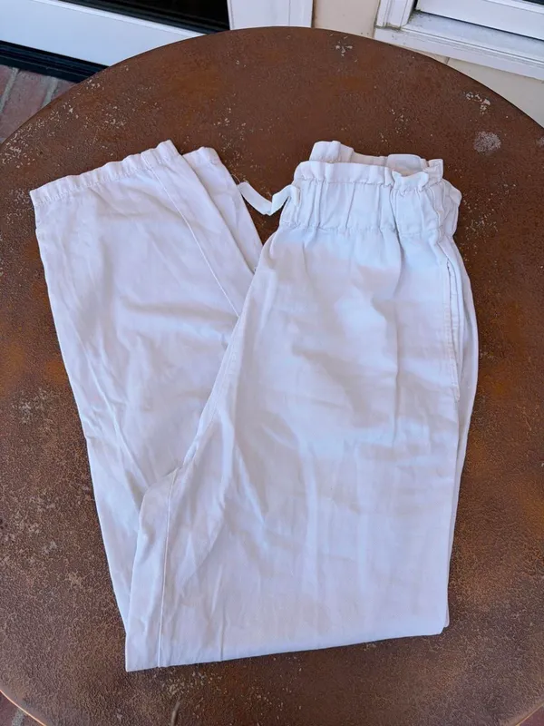 Zara white cream trouser pants with drawstring waist sz XS #vacation #momstyle #summer #basic - Image 5