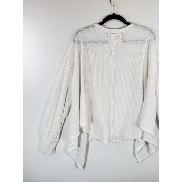 We The Free Womens Top White Coraline Thermal V Neck Waffle Knit Oversized XS - Image 9