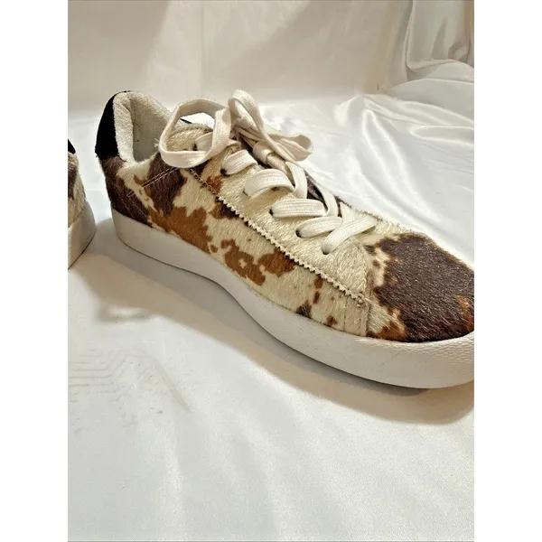 Very G Eva Faux Cow Hide Sneakers Women’s 8 Lace Up Deck Shoes Terry Lined - Image 3