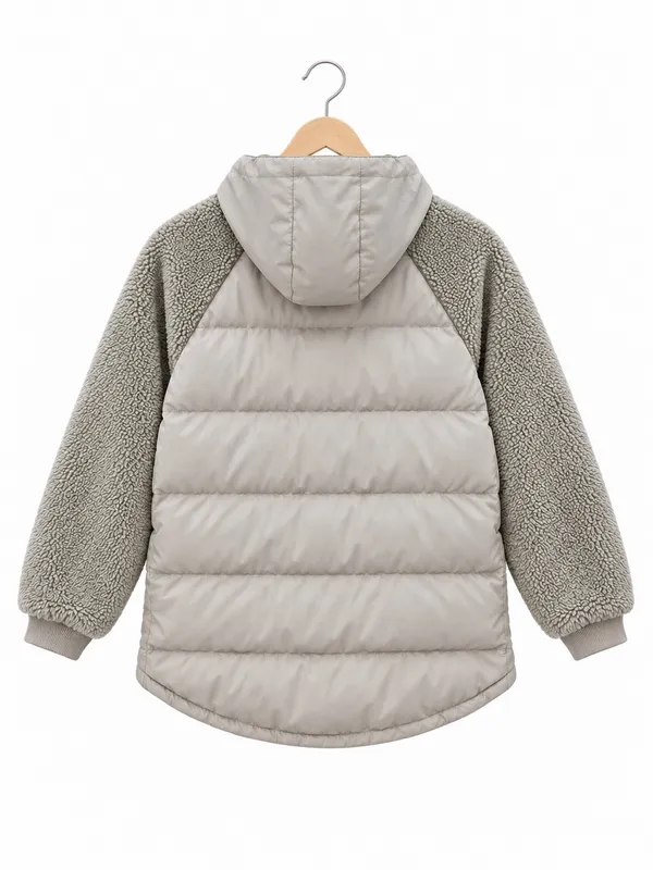 Anthropologie Pilcro Green Swing Puffer Jacket Sherpa Fleece Sleeve Coat Size S - Image 3
