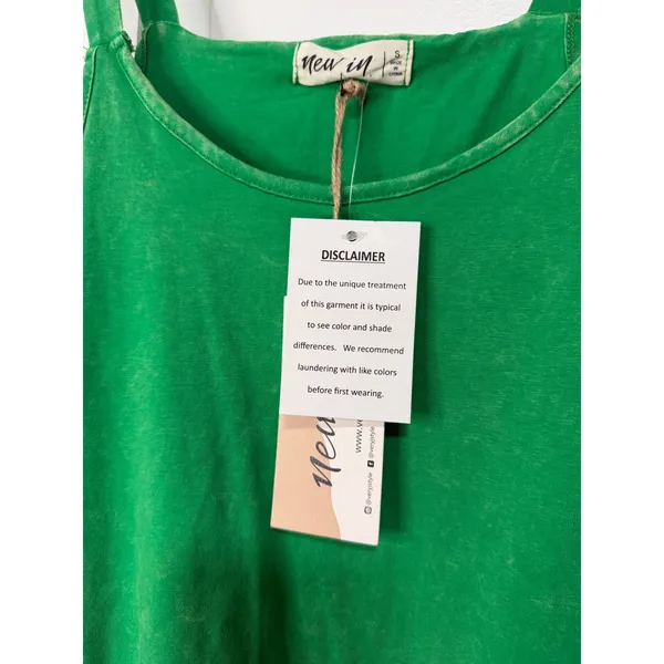 Very J Mineral Washed Green Cotton Romper Mini Dress Small - Image 5
