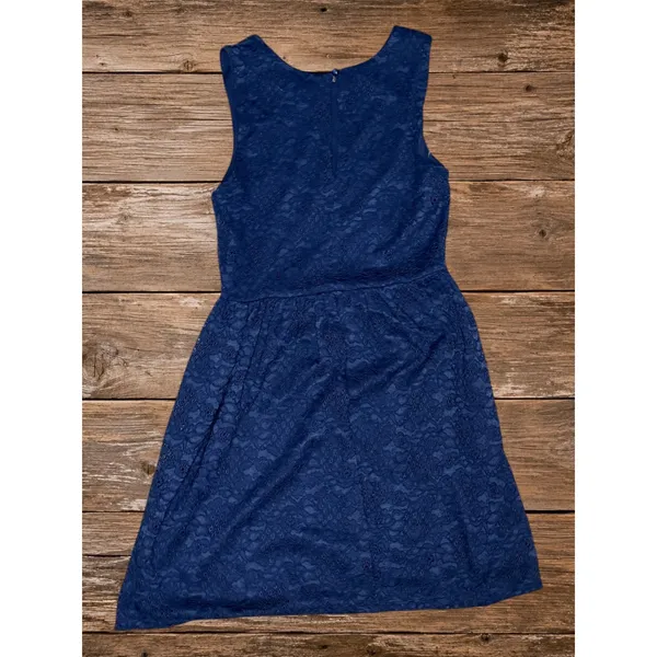 Altar'd State Floral Embroidered Lace Dress Navy Sleeveless Boho Cottagecore M - Image 3