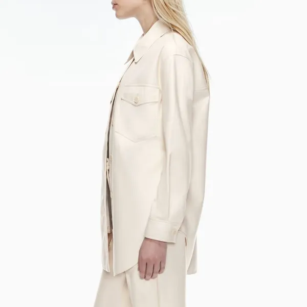 Aritzia Wilfred | Women's 2XS | The Ganna Vegan Leather Shirt Jacket in Birch - Image 3