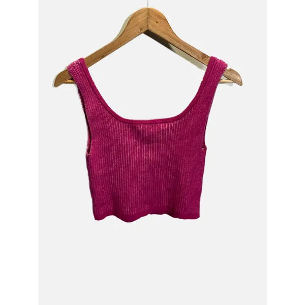 Wild Fable Knit Crop Top Womens‎ XL Pink Ribbed Scoop Neck Y2K Festival Boho - Image 3