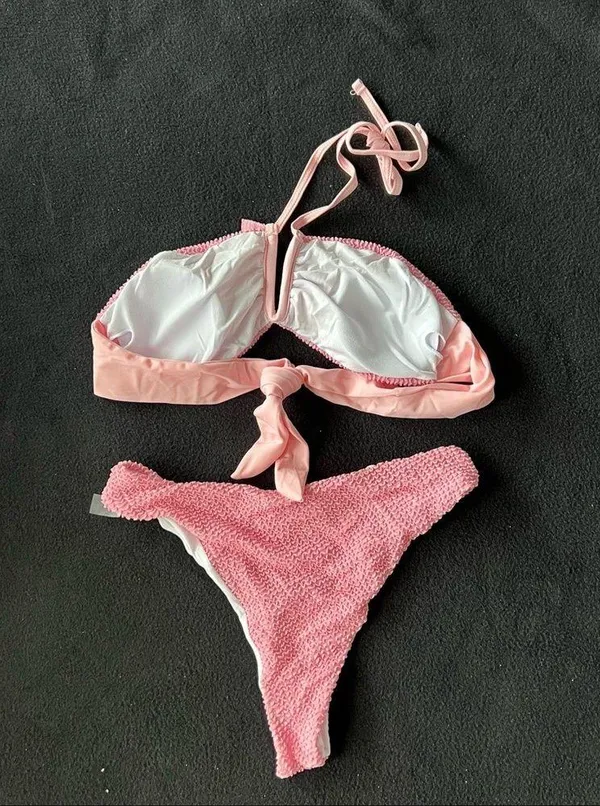 Pink Ruched halter bikini set - Image 7