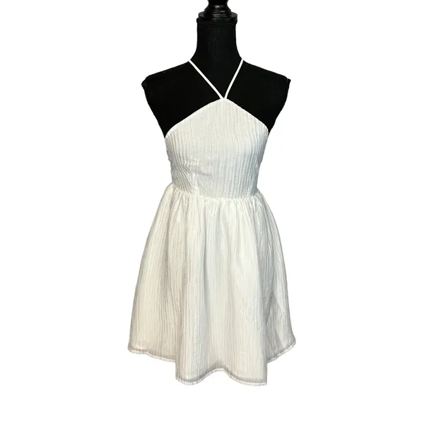 Lovers + Friends White Halter Mini Dress SMALL Fit Flare Party Festival $200 NEW - Image 4