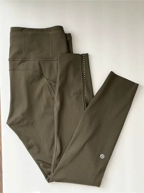 Lululemon fast and free high rise leggings reflective dark olive 8 - Image 5