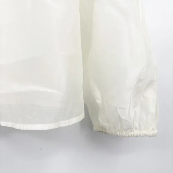 LOFT Womens Ivory Ruffle V-Neck Romantic Victorian Cottagecore Sheer Blouse L - Image 5
