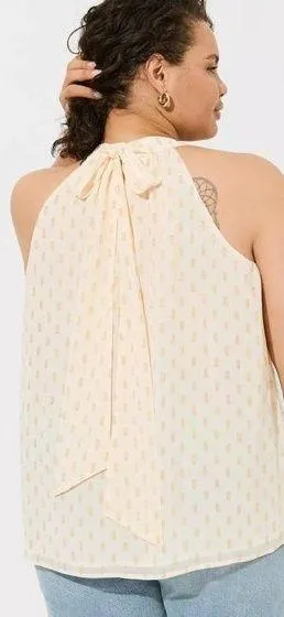 Torrid Chiffon Clip Dot Lurex Mock Neck Halter Sleeveless Top Size 2X NWT - Image 2