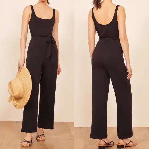 Reformation Jeans June Sleeveless Wide Leg Jumpsuit Black - Image 3
