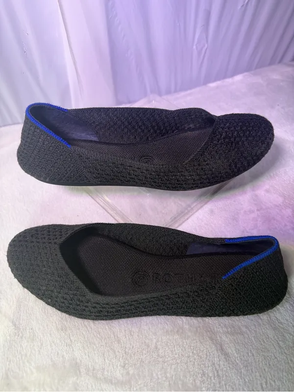 Rothy's Black Knit Ballet Flat with Blue Accent - Image 3