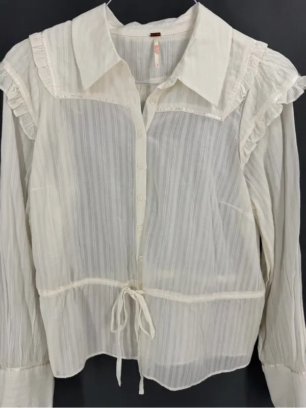 Free People Solid Daybreak Cottage Dainty Classic Blouse in Optic White - Image 5