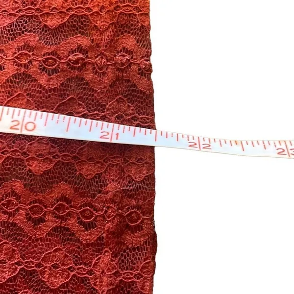 Haute Monde Short Puff‎ Sleeve Geometric Lace Sheer NWT Orange Medium Workwear - Image 9