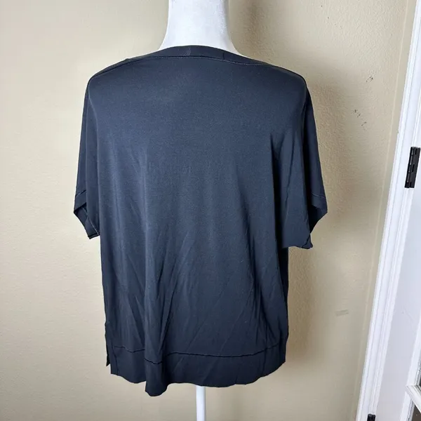 ATHLETA Drape Neck Short Sleeve Knit Top T Shirt Blouse Size Medium - Image 5