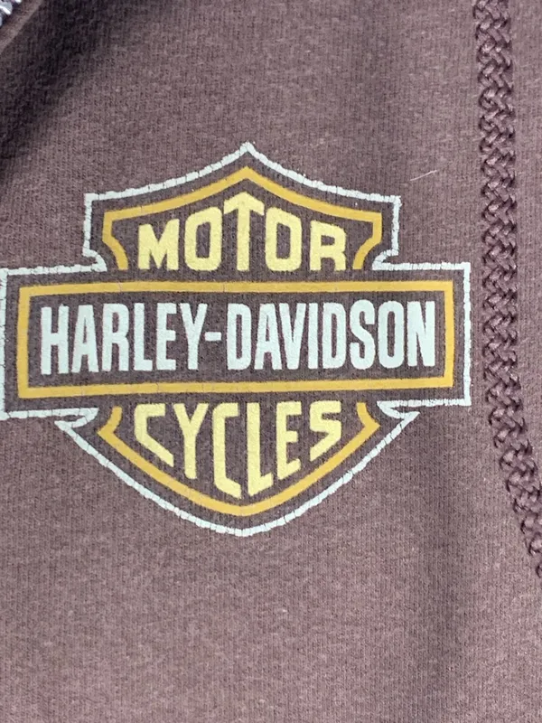 Harley Davidson Womens Hoodie Brown Full Zip Ocean State Warwick RI Cotton Blend - Image 5