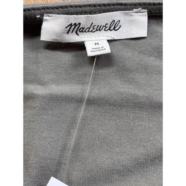 Madewell Olive Green Women Sleeveless Tank Top Square back Minimalist Stretch M - Image 3