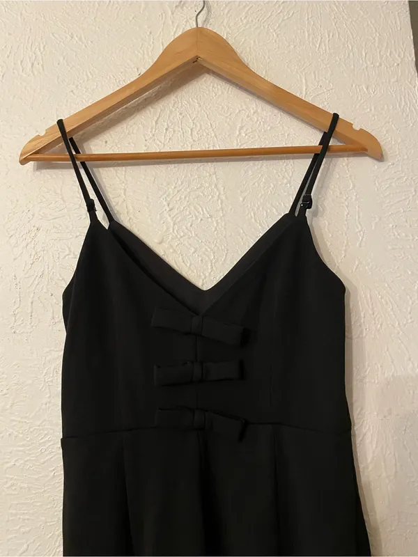 NWT Lulus You're a Gift Black Bow Back Bodycon Midi Dress Spaghetti-Strap Medium - Image 7