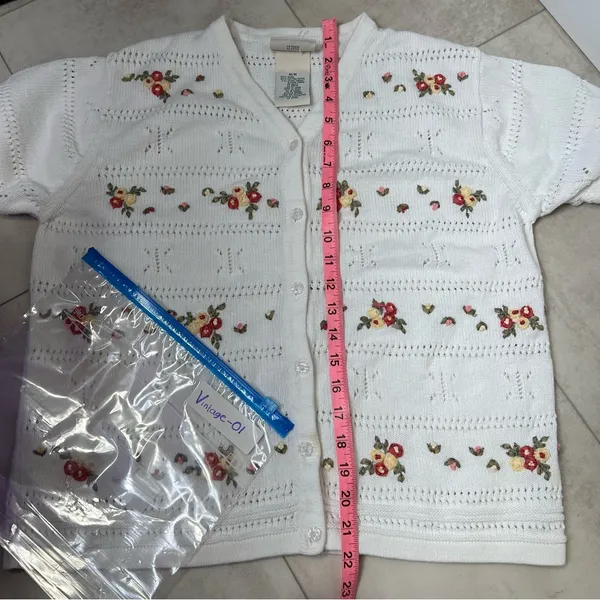 Vintage Northern Reflections Floral Embroidered Cardigan Cottagecore‎ Sweater M - Image 7
