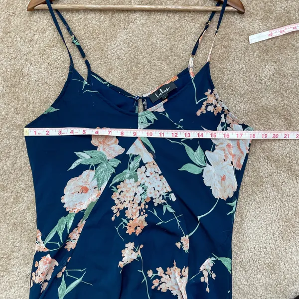 Lulus Feeling Freesia Navy Blue Floral Print Handkerchief Hem Maxi Dress - Image 10