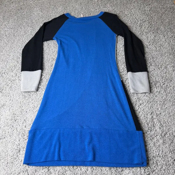 Rue21 Womens Colorblock Sweater Dress Blue Black Grey Abstract Knit Mini Large - Image 2