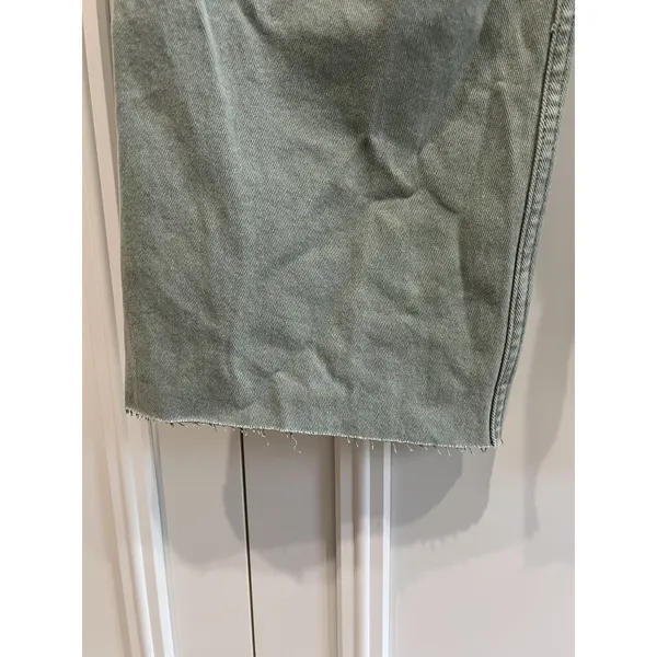 Risen Jeans Sage Green High Rise Wide Leg Cargo Pants Size 7/28 Raw Hem Boho‎ - Image 3