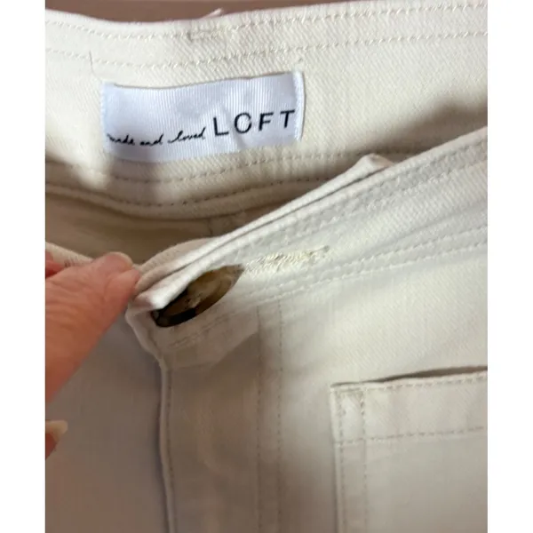 Loft Made and Loved High Rise Wide Leg Jeans Cream Off White 8‎ 29-pants hemmed - Image 2
