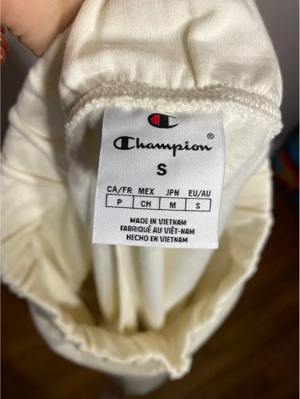 Champion Cream Oversized Fleece Joggers Cozy Streetwear Sz S - Image 3