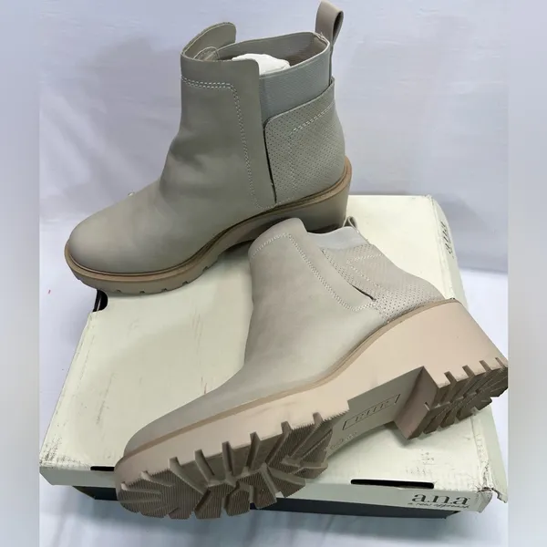 Ana Decoy Sand Ankle Boots Women Cream 7.5 Chunky Grunge‎ Slip On Contemporary - Image 11