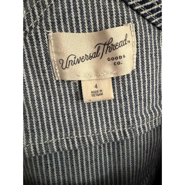 Universal Threads Railroad Stripe Denim Shortalls Overalls Size 4 - Image 6
