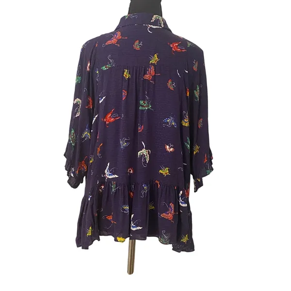 Maeve by Anthropologie Butterfly Print Peplum Blouse Top M Boho Fairy Whimsical - Image 4