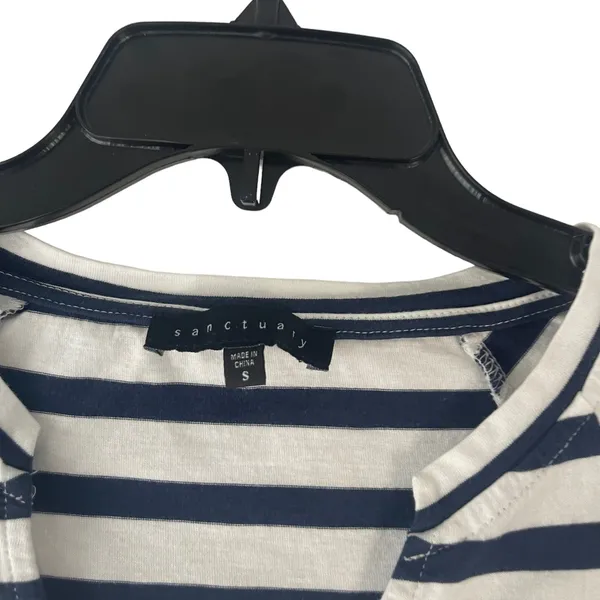 Sanctuary Women's Size Small Striped Navy Cottage Long Sleeve Lace Hem‎ Top - Image 4