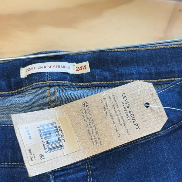 NWT Levi's 724 High Rise Straight Jeans Womens 24W M Dark Wash Sculpt Hypersoft - Image 7