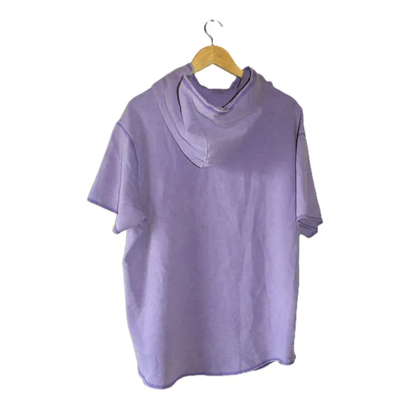 Hollister Short Sleeve Hoodie Womens XL Purple Good Distressed Raw Hem Y2K - Image 3