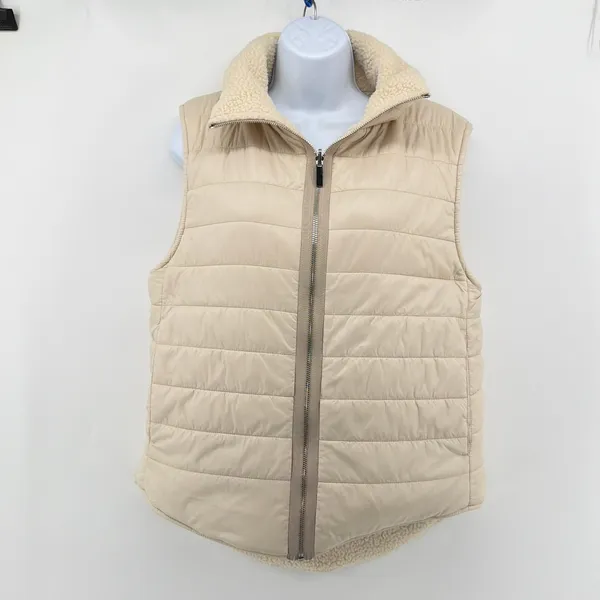 Varley Ellis Gilet Sherpa Reversible Quilted Puffer Vest Medium Beige VAR00942 - Image 3