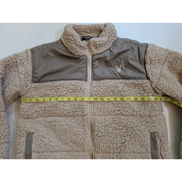 PacSun x Playboy Womens Sherpa Cropped Full Zip Jacket Sz M/L Gorp Chunky Y2K - Image 2